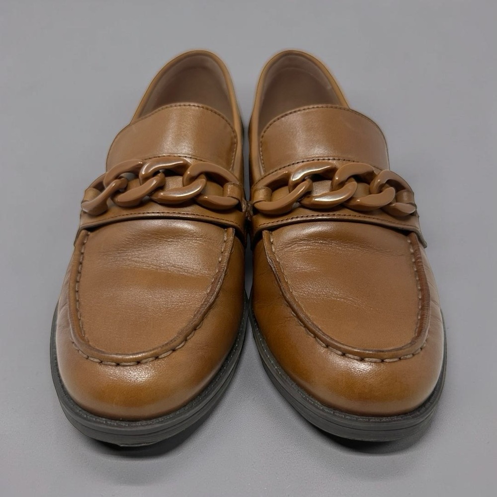 Cole Haan Women's Stassi Chain Loafer Pecan Brown Leather Slip On Flats Size 6B - Picture 6 of 13